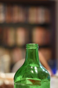 Close-up of beer bottle on table