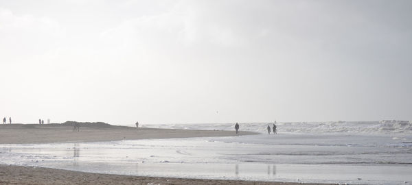 Scenic view of beach against clear sky