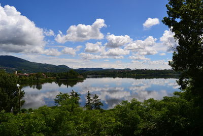 Scenic view of lake against sky