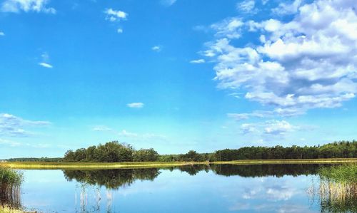 Scenic view of lake against sky