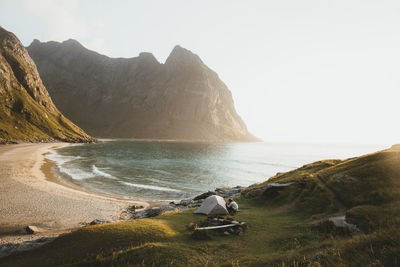 Scenic view of sea against clear sky