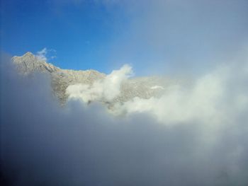Scenic view of sea waves splashing against sky