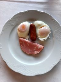 High angle view of dessert in plate on table