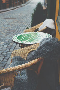 Close-up of man wearing hat in basket