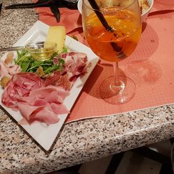 Close-up of drink served on table