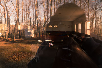 View of train on road