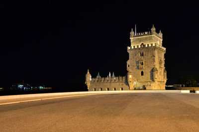 View of historic building at night
