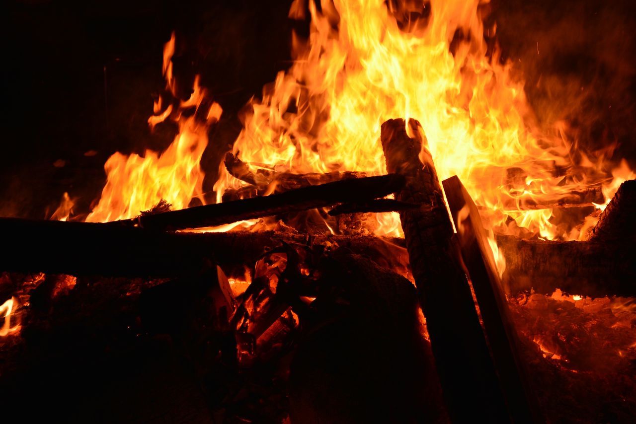 fire - natural phenomenon, flame, burning, heat - temperature, glowing, night, fire, bonfire, motion, wood - material, no people, outdoors, close-up