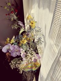 High angle view of flowering plant in vase