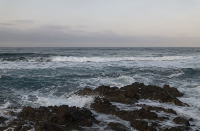 Scenic view of barronal beach in cabo de gata nature park, spain,  against sky