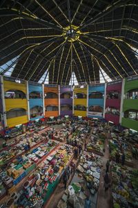 High angle view of carousel in market