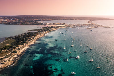 High angle view of beach against sky