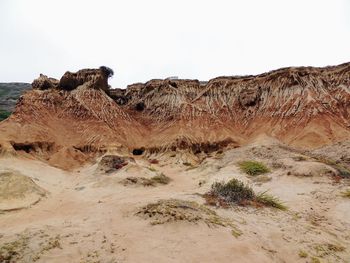 Rock formations in desert against sky