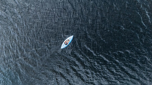 High angle view of boat in sea