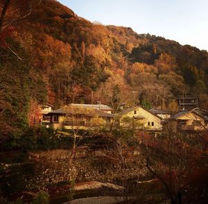 Houses on countryside landscape