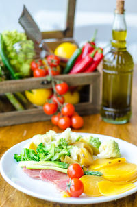 Close-up of fruits in bowl on table