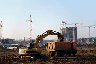 Construction site against clear sky