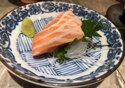 High angle view of food in plate