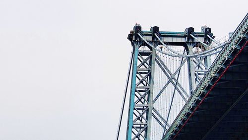 Low angle view of manhattan bridge against clear sky