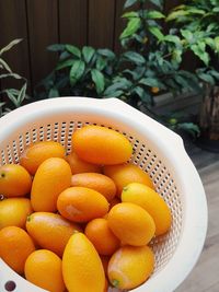 High angle view of fruits in plate