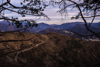 Scenic view of landscape and mountains against sky