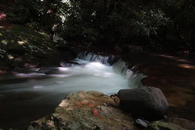 Stream flowing through rocks in forest