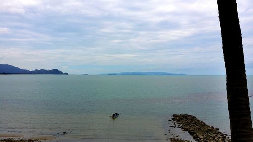 Scenic view of sea against cloudy sky