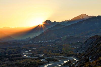 The last rays of sun in the rhone valley