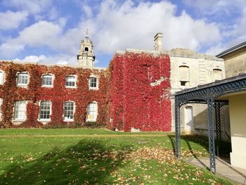 Building against sky with lawn in foreground