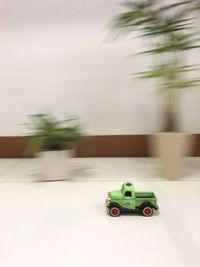 Close-up of toy car on tree