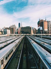 Railroad tracks in city