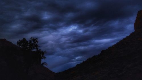 Low angle view of storm clouds at night