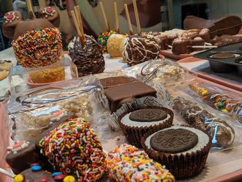 High angle view of food for sale at market