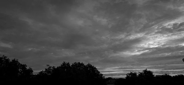 Low angle view of silhouette trees against sky