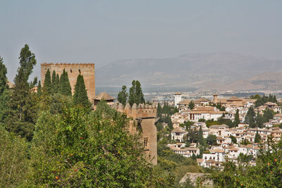 View of old ruin building against clear sky