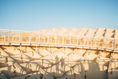 High angle view of metropol parasol against clear blue sky