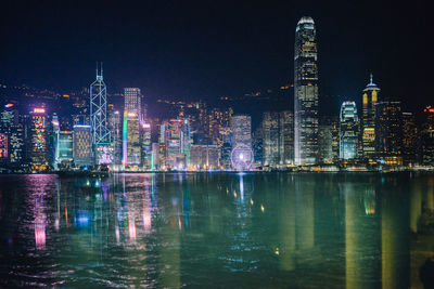 Illuminated city at night