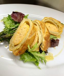 High angle view of meal served in plate