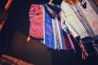 Close-up of multi colored decoration hanging at night