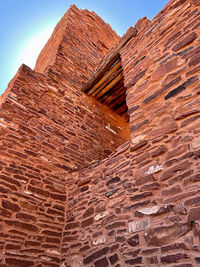 Low angle view of roof on rock