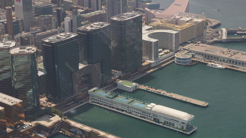 High angle view of buildings in city