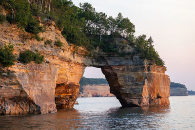 Natural arch along pictured rocks national lakeshore in michigan