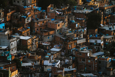 High angle view of buildings in city