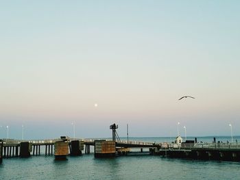 View of sea against sky at sunset