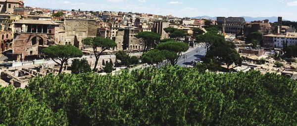 Panoramic shot of cityscape against sky