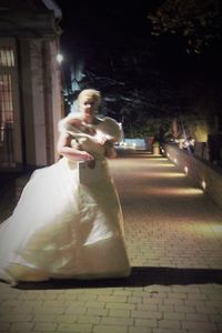 Full length of woman standing at night
