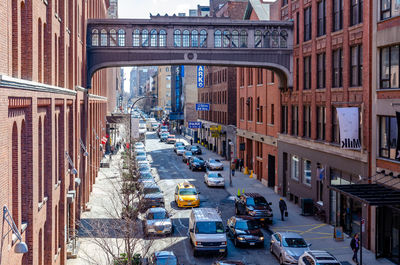 High angle view of cars on street