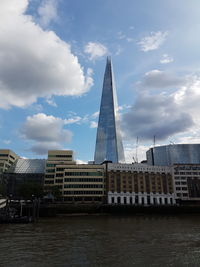 Buildings against cloudy sky