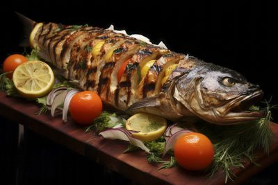 Close-up of seafood on table