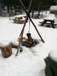 Ice hanging on snow